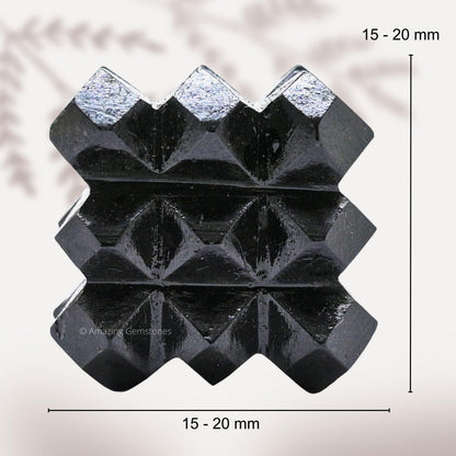 Amazing Gemstone Black Tourmaline Crystal Cube with 54 Pyramid - 1" Mini Lemurian Pyramid Cube Figurine of Natural Stone Pyramid for Meditation, Reiki, Chakra Balancing Vastu Pooja and Crystal Grids