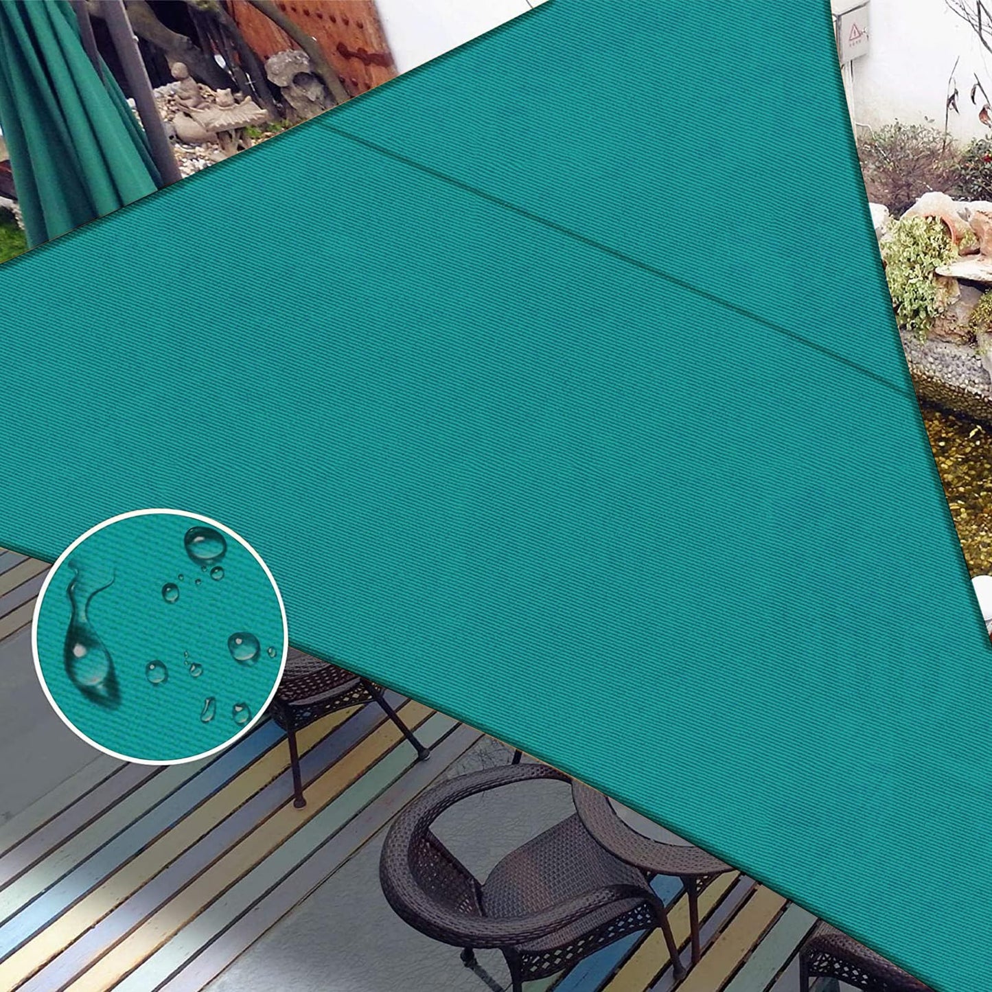 LOVE STORY Waterproof 10' x 10' x 14' Triangle Turquoise Blue Sun Shade Sail Cannoy UV Resistant for Outdoor Patio Garden Backyard (We Make Custom Size)