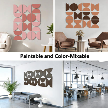 Half Circles 3D Wall Panels, Wall Decor Accents, Geometric Art, Large Wall Art, Landscape Home Decoration Modern and Minimalist For living Room,Bedroom, Office-24-Pack Panel Kit (White-24 PACK)