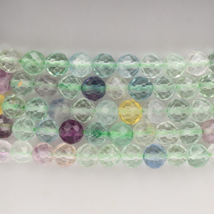 Angelstones Natural Fluorite Gemstone Small Beaded Stretch Bracelet, 4mm Faceted Round Beads, Crystal Healing Bracelet for Women