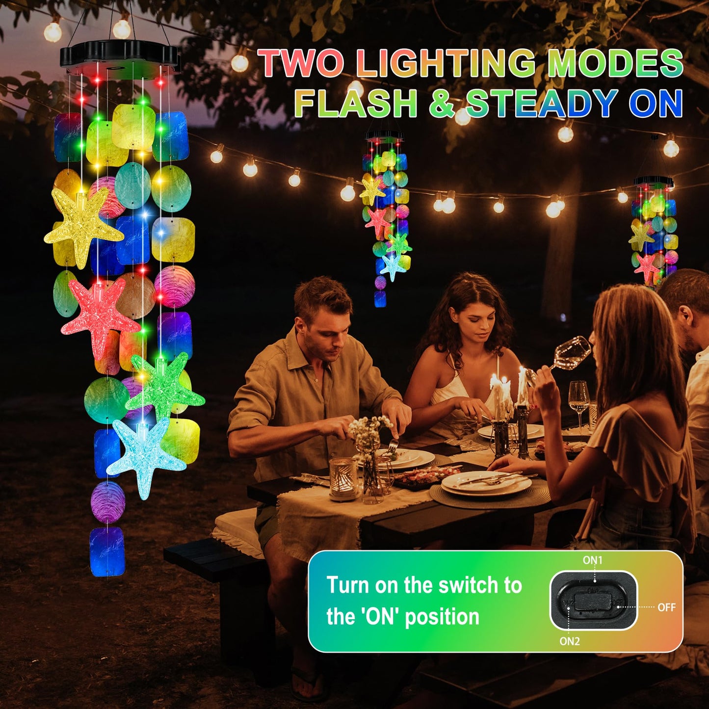 (New) Solar Wind Chime for Outside, Solar Hanging Wind Chime Lights for Holiday Garden Yard Window, Shell Lights Gift for Grandma Mom Women Wife Grils - Multicolor
