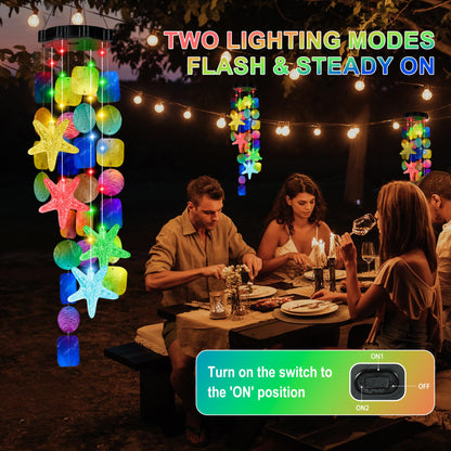 (New) Solar Wind Chime for Outside, Solar Hanging Wind Chime Lights for Holiday Garden Yard Window, Shell Lights Gift for Grandma Mom Women Wife Grils - Multicolor