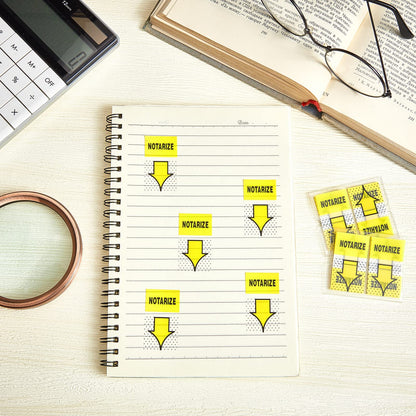 Qeeenar 800-Piece Sign Here Tabs - 1 Inch Sticky Flags for Document Notarization, Office Notebook and Book Annotation - Initial Here Stickers(Yellow,Notarize)