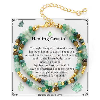 Nymerianoble Healing Crystals Green Bracelets for Women, Gemstone Bracelet Stress Relief Gifts Natural Stone Bracelet Spiritual Gifts for Women Gls Sister