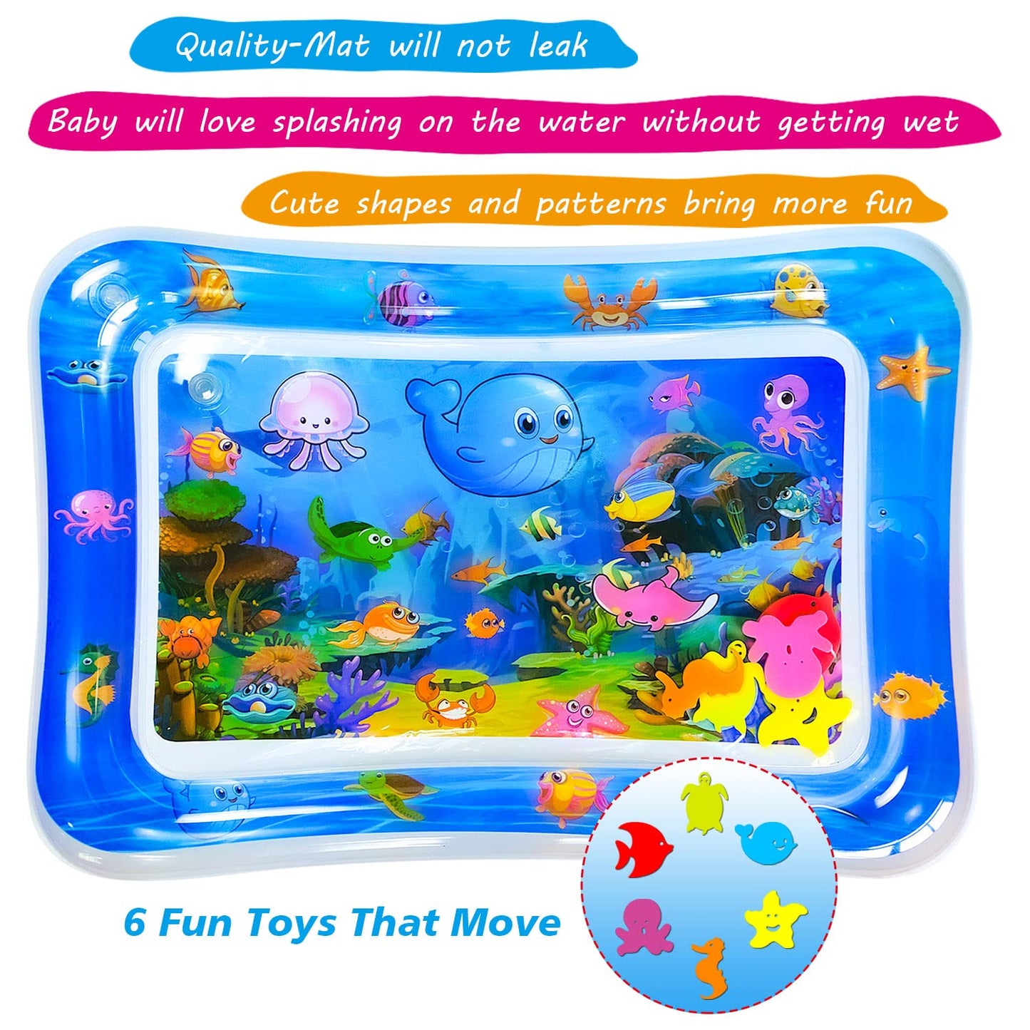 ZHUYNXIR Water mat Infant Toys, Water mat Baby, Inflatable Play Mat Water Cushion Baby Toys, Fun Early Development Activity Play Center for Newborn (27.5x20 in)