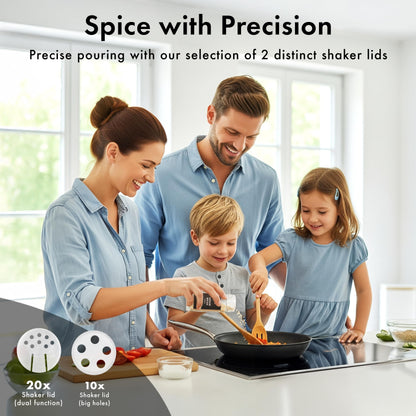 EDELHAUS Glass Spice Jars with Label and Black Lids (24 x 4oz) Spice Containers with 240 Labels, Shaker Inserts, Steel Funnel, Empty Square Empty Square Seasoning Organizer