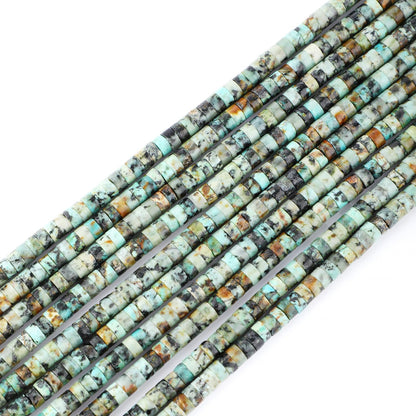 Natural African Turquoise Heishi Spacer Beads Loose Semi Precious Flat Round Gemstone Disc Shape Stone for Beading Jewelry Making 4x2mm 15.5"