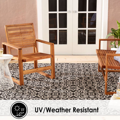 Nicole Miller New York Patio Country Danica Transitional Geometric Indoor/Outdoor Area Rug, Black/Grey, 1'9"x2'11"