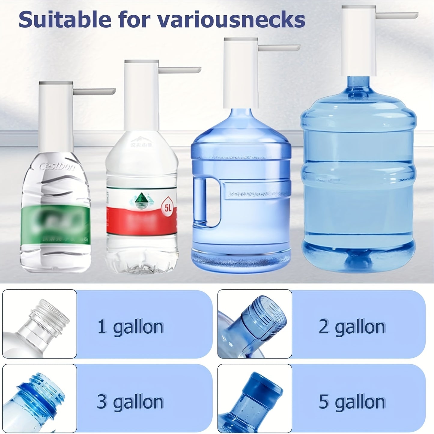Water Dispenser Pump for 5 Gallon Bottle - Digital Display, Type-C USB Charging, Portable Electric Water Pump, Foldable Spout, Quantitative & Continuous Water Dispensing