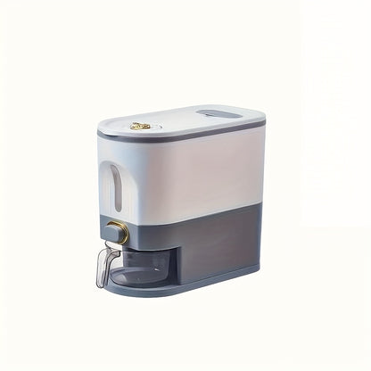 22 lbs/10kg Large Rice Dispenser with Measuring Cup & Time Scale - Plastic Grain Storage Container, Locking Lid & Window for Kitchen Pantry - Dispensing Dry Food for Rice, Wheat, Barley (Heavy-Duty