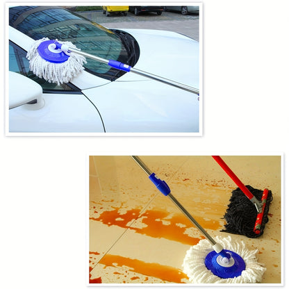 Heavy-Duty Spin Mop and Bucket with Wringer Set - Commercial/Residential Floor Cleaning System with 360° Spinning Bucket, 4 Microfiber Mop Heads & Adjustable Stainless Steel Handle, Space-Saving Mop System