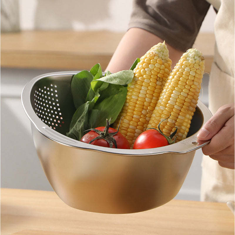 304 Stainless Steel Colander- Multi-Purpose Draining Basket for Vegetables, Fruits, Beans, Pasta& Rice- Durable Kitchen Tool for Effective Draining, Perfect for Home Cooking with Fine Mesh