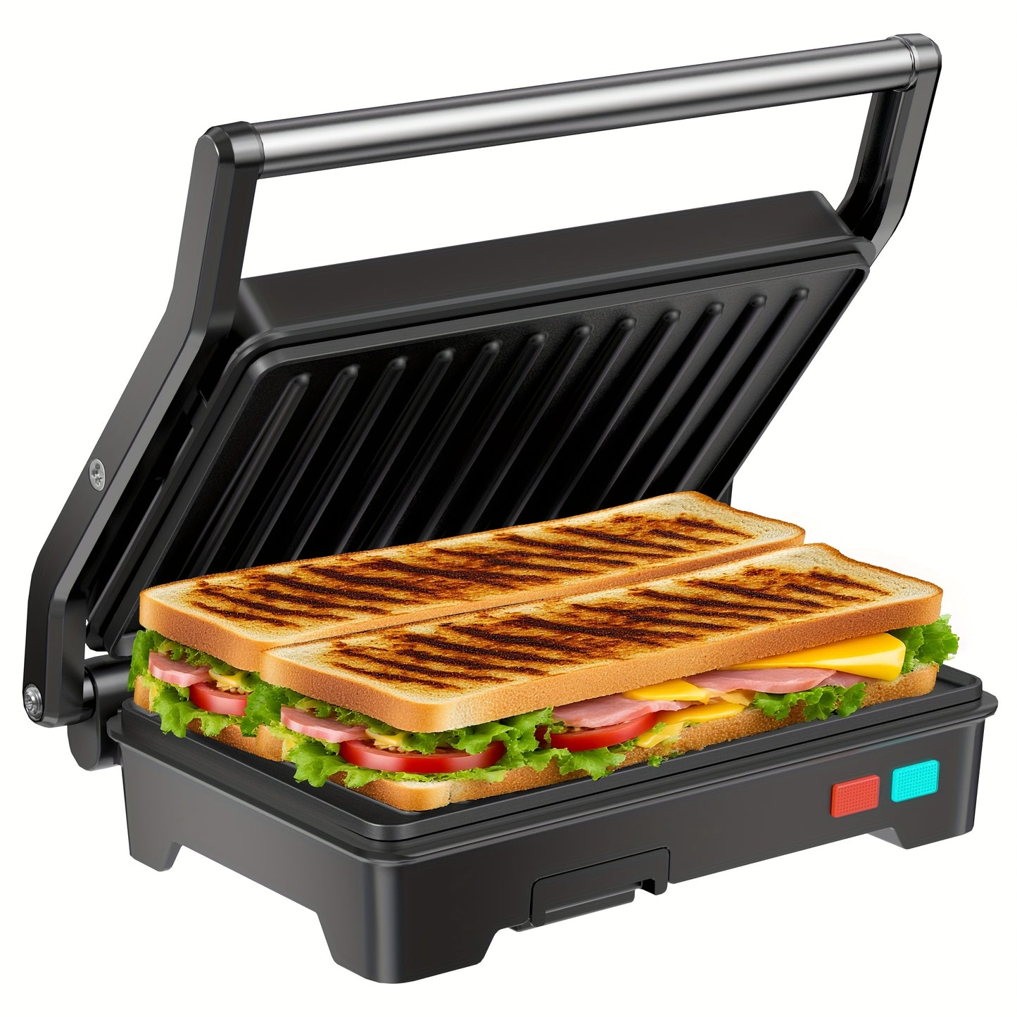 1000W Electric Panini Press Grill 3-in-1 Indoor/Outdoor Grill & Pizza Oven with Non-Stick Plates, Grease Tray, Fast Preheat, Dual Heating Plates & Floating Hinge - Sandwich Maker, BBQ Grill for Camping, Easy Clean ( Plug)