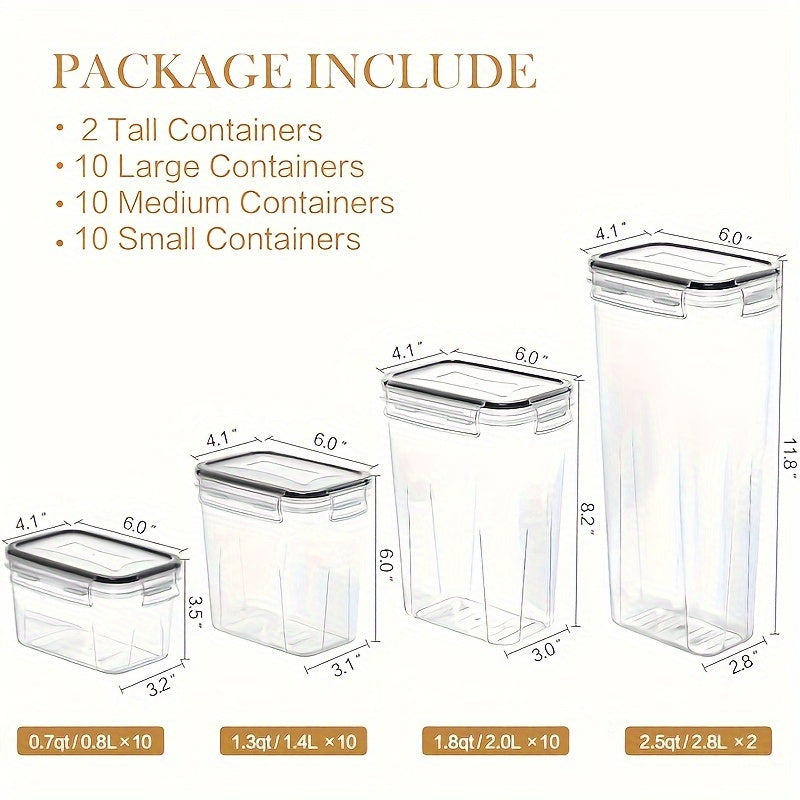 64 PCS Airtight Food Storage Containers (32 Boxs & 32 Lids), Kitchen And Pantry Organizers And Storage, BPA Free, Plastic Food Storage Canisters For Flour, Sugar, And Cereal, Labels & Marker
