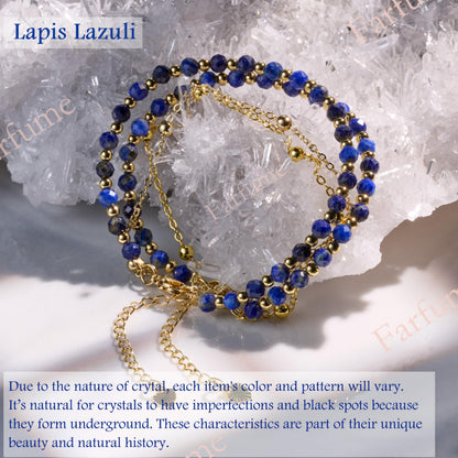 Farfume Lapis Lazuli Crystal Bracelet Beaded Bracelets for Women 4mm Natural Stone Beads Gemstone Handmade Jewelry Valentine's Day Gifts