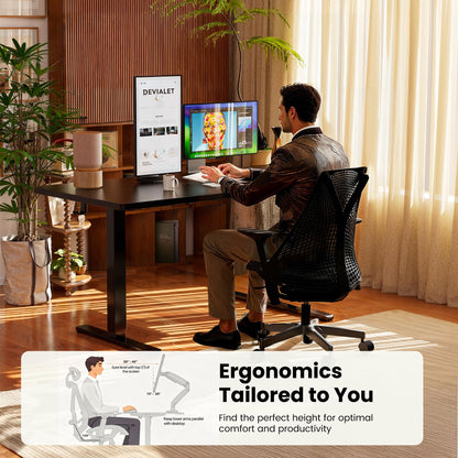 ErGear Height Adjustable Electric Standing Desk, 48 x 24 Inches Sit Stand up Desk, Memory Computer Home Office Desk, Black