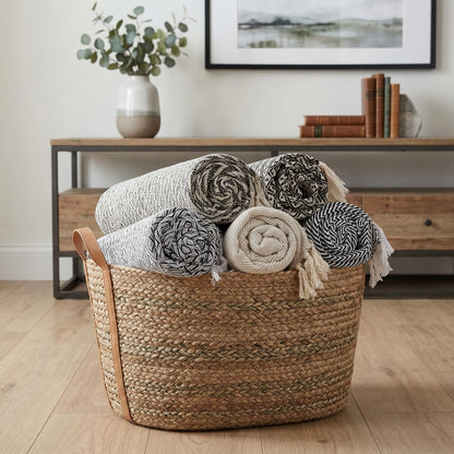 Americanflat 50x60 Throw Blanket - Soft and Breathable Cotton Throw Blanket for Couch, Bed, Chair - Decorative Blankets Perfect for Home, Office, or Outdoor Use - Cream and Beige Zig Zag Design