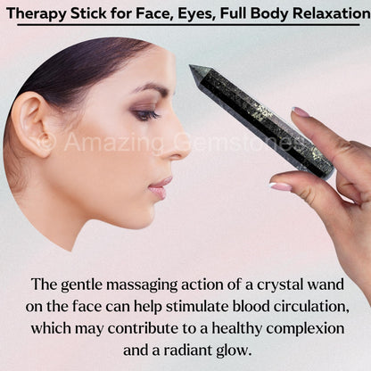 Amazing Gemstone Nuummite Crystal Wand Massage Stick - Pelvic Wand Gua Sha for Adults - Crystals and Healing Stones Massage Wands for Adults Gifts (Pointed)