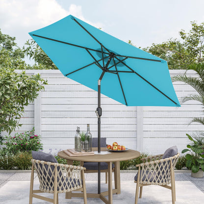 Bonosuki 7.5ft Outdoor Umbrella Patio Umbrella 2-Year-Non-Fading Steel umbrella outdoor patio with Push Button Tilt and Crank, Turquoise