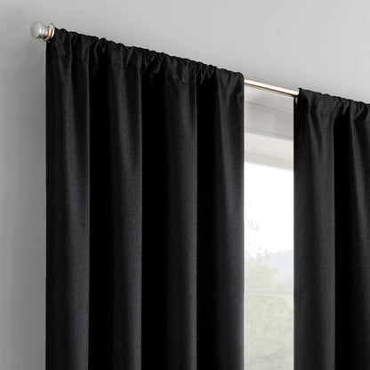 ECLIPSE Kendall Modern Blackout Thermal Rod Pocket Window Curtain for Bedroom or Living Room (1 Panel), 42 in x 84 in, Black
