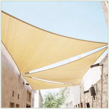 ColourTree 8' x 8' x 8' Beige Triangle Sun Shade Sail Canopy Mesh Fabric UV Block UPF50 - Commercial Heavy Duty & 200GSM (We Make Custom Size)