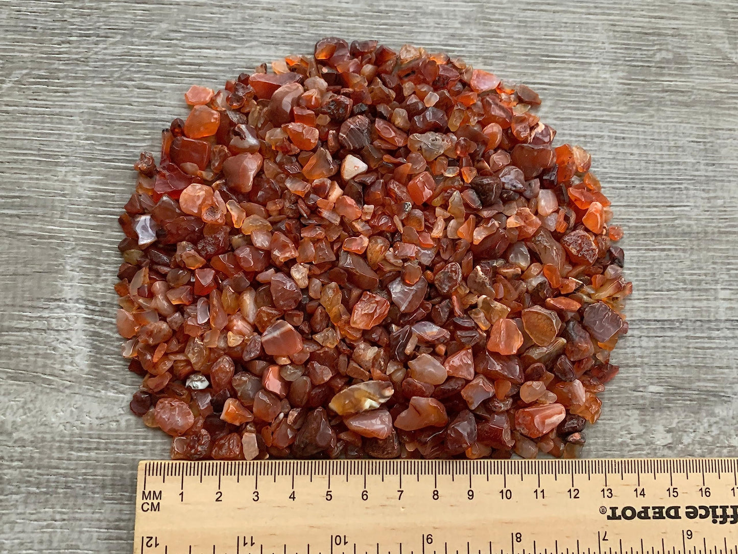 WHOLESALE Natural Semi Tumbled Carnelian Gemstone Chips, Crushed Mini Crystals, Undrilled Crystal Chips (Carnelian, 0.25 Pound)