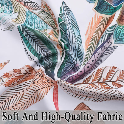 Estelar Textiler Maple Leaves Room Darkening Boho Curtains 84 inch Length 2 Panels Set for Living Room, Watercolor Leaf Pattern Design Grommet Window Floral Drapes for Bedroom, 52Wx84L
