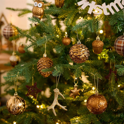 Valery Madelyn Ornaments for Christmas Trees, 70ct Bronze Copper and Gold Shatterproof Christmas Tree Decorations, Woodland Brown Hanging Ball Ornaments Bulk for Xmas Holiday Party Decor