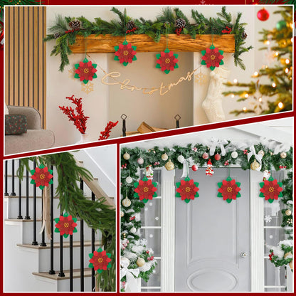 LFUTARI 15 Pcs Christmas DIY Poinsettia Flowers Craft, Foam Poinsettias Flower Ornaments, Christmas Glitter Red Flowers DIY Decoration for Holiday Home Party Tree Garland Wreath Porch Stair Decor