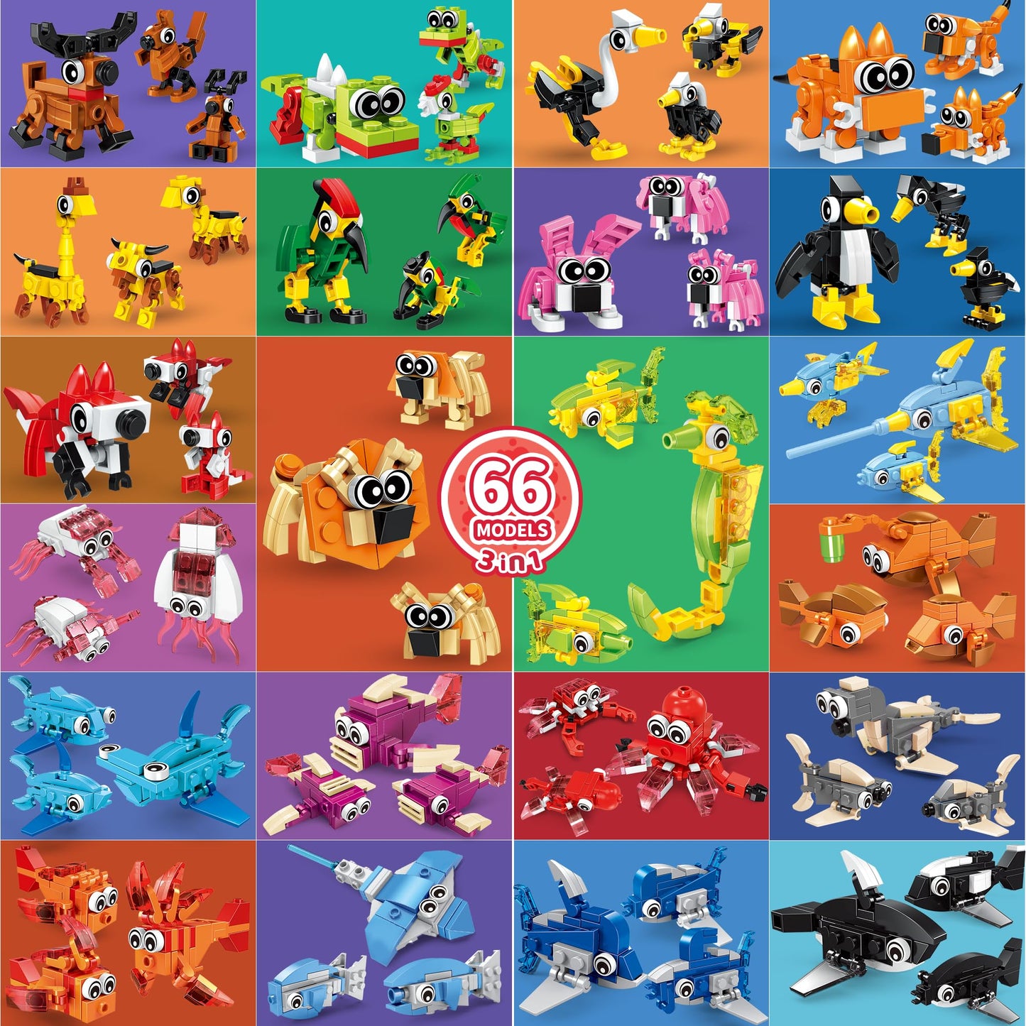 Party Favors for Boys Girls Ages 6 8 10 12, 22 Pack Animals Building Block Toy Stocking Stuffers Classroom Prizes Goodie Bags Fillers Building Set, Valentines Day Christmas Birthday Gifts for Kids