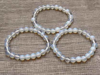 GAF TREASURES Opalite Crystal Bead Bracelet 8mm, Genuine Opalite Stretch Gemstone Bracelet, Healing Crystal Bracelet, Gift for Men & Women (1)