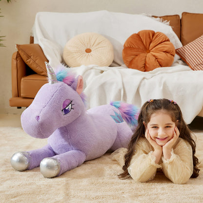 IKASA Giant Unicorn Stuffed Animal Plush Toy,Large Big Jumbo Soft Toys,43" Huge Size Cute Fluffy Plushy Fat Oversized Plushie,Gifts for Kids Girls Boys (43 inches, Purple)