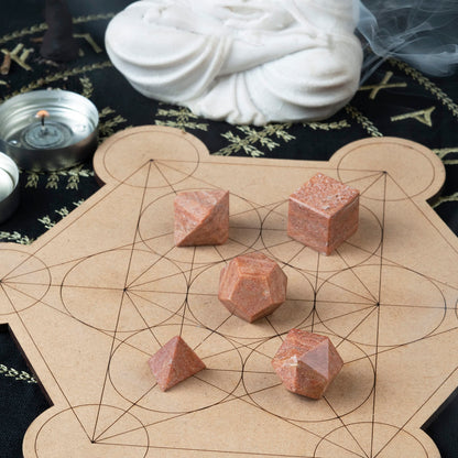 Crocon Chocolate Jasper 5Pcs Platonic Solids Crystal Geometry Set, Platonic Solids Sacred Geometric Stones for Meditation Reiki Balancing Healing Chakra Stone Cleansing Spiritual Good Luck (1520 mm)