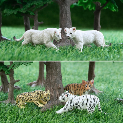 Toymany 12 Safari Animal Figurines, High Emulational Baby Plastic Zoo Animals, Lions Tigers Leopards Figure Toy Set, Easter Eggs Cake Toppers Christmas Birthday Gift for Kids Toddlers