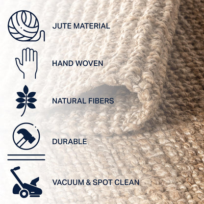 JONATHAN Y Pata Hand Woven Chunky Jute Natural Indoor Area Rug, 5x8, Bohemian, Rustic, Cottage, Easy-Cleaning for Living Room, Bedroom, Kitchen, Non-Shedding (NRF102A-5)