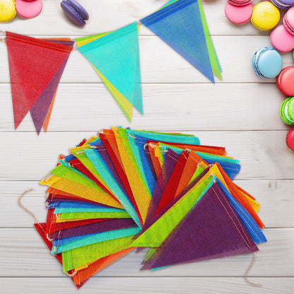 Jutevo 112 Flags/72ft Pennant Banner Flags Garland, Triangle Banner Pennant Flags on a String, Rainbow Burlap Pennant Banner Garland Bunting Banner for Outdoor Birthday Party Decorations Rainbow