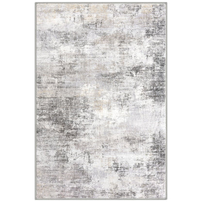 IOHOUZE Abstract Area Rug 3x5 Ft Washable Rugs for Entryway Indoor, Non Slip Kitchen Rug Printed Faux Wool Throw Rugs, Indoor Door Mat for Door Entrance Foyer Living Room, Grey Beige