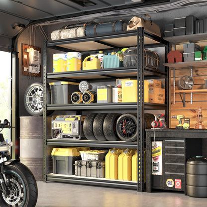 DurayLoly 72" H Garage Shelving, 5 Tier Storage Shelves Load 2500 lbs, Adjustable Garage Shelves, Metal Shelving Unit for Warehouse, Basement, Pantry, 40" Wx 16" D x 72" H, Black