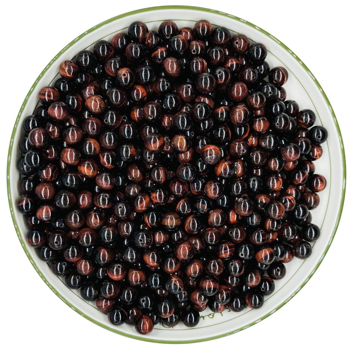 WHNKFB 6mm 100PCS Natural Red Tiger's Eye Round Beads, Smooth Polished Loose Gemstone Beads for Jewelry Making Craft - 4mm 6mm 8mm 10mm Options with Free Elastic Cord