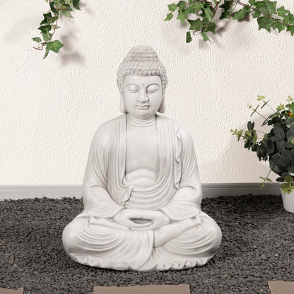 Glitzhome 22.75-inch Zen Meditation Buddha Garden Statue, Black Large Indoor and Outdoor Sculpture, Hand-Finished MGO & Fiberglass Decor for Home Patio Yard