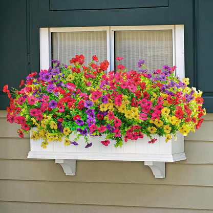 16 Bundles Artificial Fake Flowers Plants for Outdoors Spring Summer Decor,Faux Flowers Plant Silk Daisy UV Resistant for Outside Planters Front Porch Patio Yard Garden Home(Red,Purple,Yellow,Fuchsia)