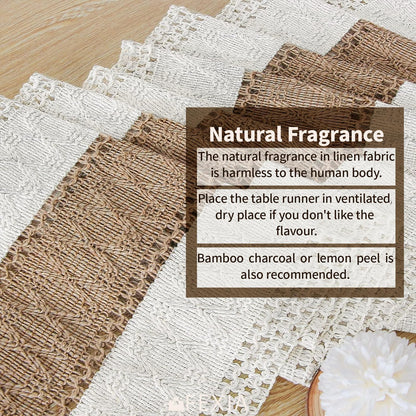 FEXIA Boho Table Runner for Thanksgiving Fall Christmas Home Decor with Tassels 72 Inches Long Pottery barn Furniture Farmhouse Rustic Macrame Burlap Table Decoration for Living Room (12x72 Inches)