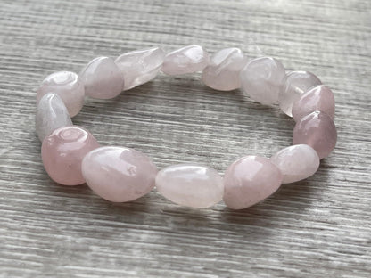 GAF TREASURES Rose Quartz Crystal Nugget Bracelet, Genuine Rose Quartz Bracelet, Healing Crystal Bracelet Gift for Men & Women (1)