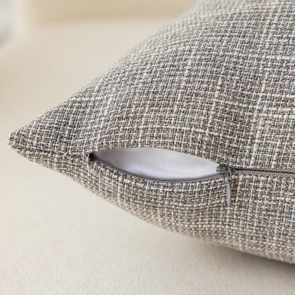 Kevin Textile Faux Linen Square 2 Tone Woven Throw Pillow Covers Sham Cushion Case for Car/Couch Use, 18-inch(2 Packs, Grey)
