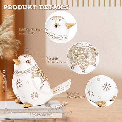 Xintim Bird Statue for Home Decor Accents Boho White Bird Figurines for Shelf Living Room Bedroom Centerpiece Table, Decorative Birds Sculpture, Animal Decor Gifts for Bird Lovers, Women