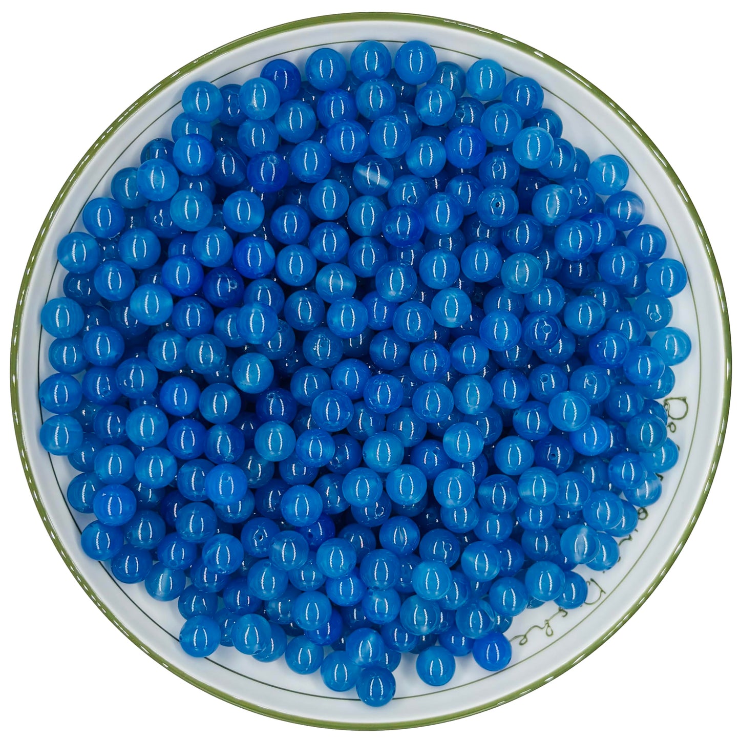 WHNKFB 6mm 100PCS Natural Blue Agate Round Beads, Smooth Polished Loose Stone Beads for Jewelry Making Craft - 4mm 6mm 8mm 10mm Options with Free Elastic Cord