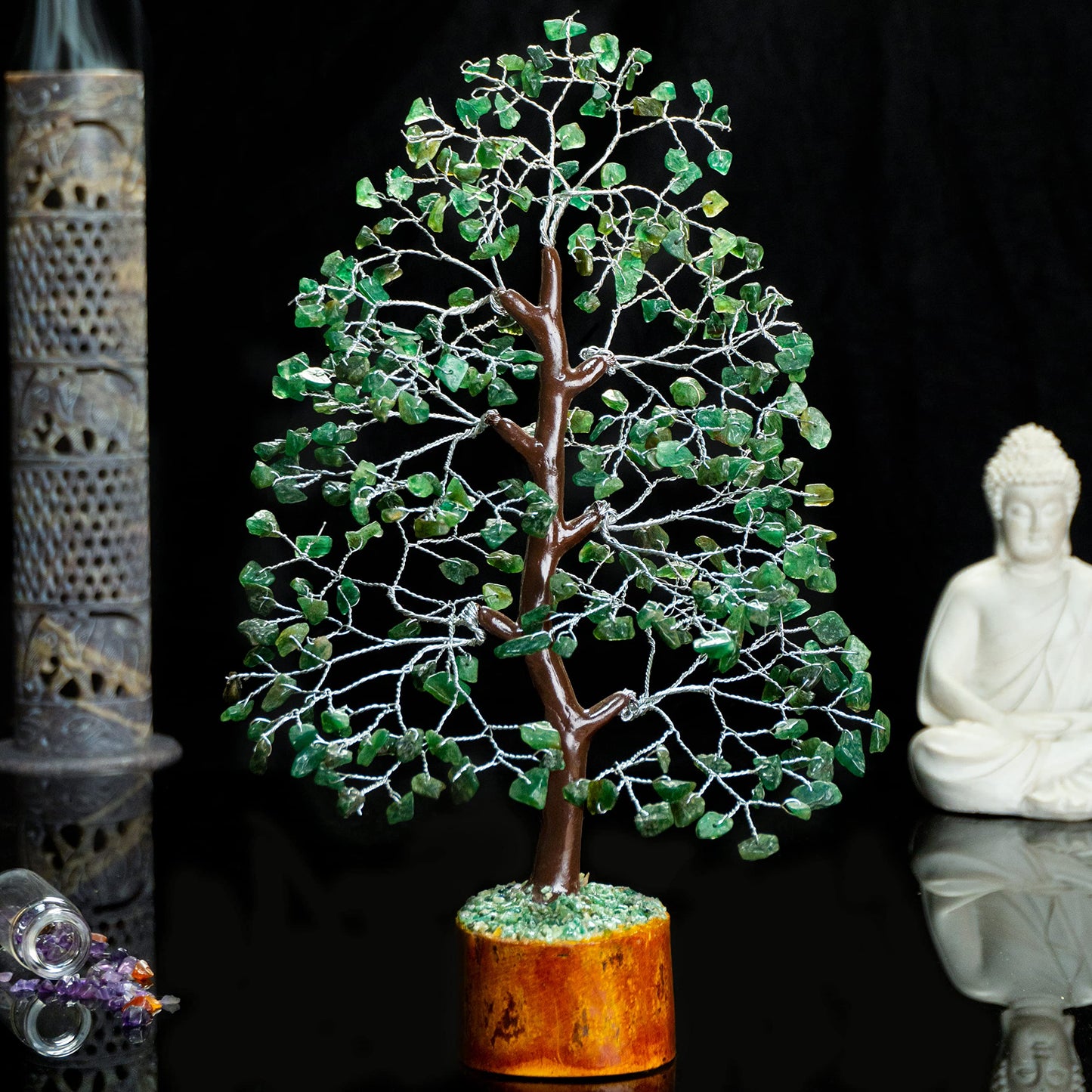 Crocon® Green Aventurine Tree Gemstone Crystal Tree of Life Healing Chakra Money Healing Stone for Heart Chakra Feng Shui Good Luck Home & Room Decor Spiritual Gift of Women & Birthday Gifts