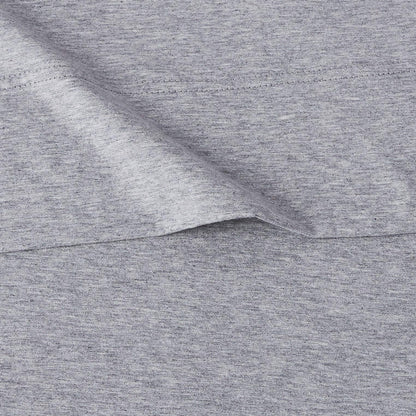 Amazon Basics 4 Piece Breathable 100% Cotton Jersey Knit Bed Sheet Set, Includes Flat and Fitted Sheets, Pillowcase, Stretchy, Full, Light Gray, Solid