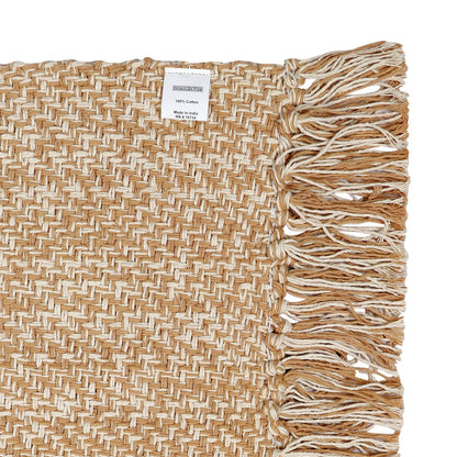COTTON CRAFT Woven Area Rug - 2 Pack Reversible Boho Farmhouse Rustic Cotton Throw Rug Carpet with Fringe - Machine Washable Accent Mat for Bedroom Living Room Entryway Bathroom - 22x34 - Tan Natural