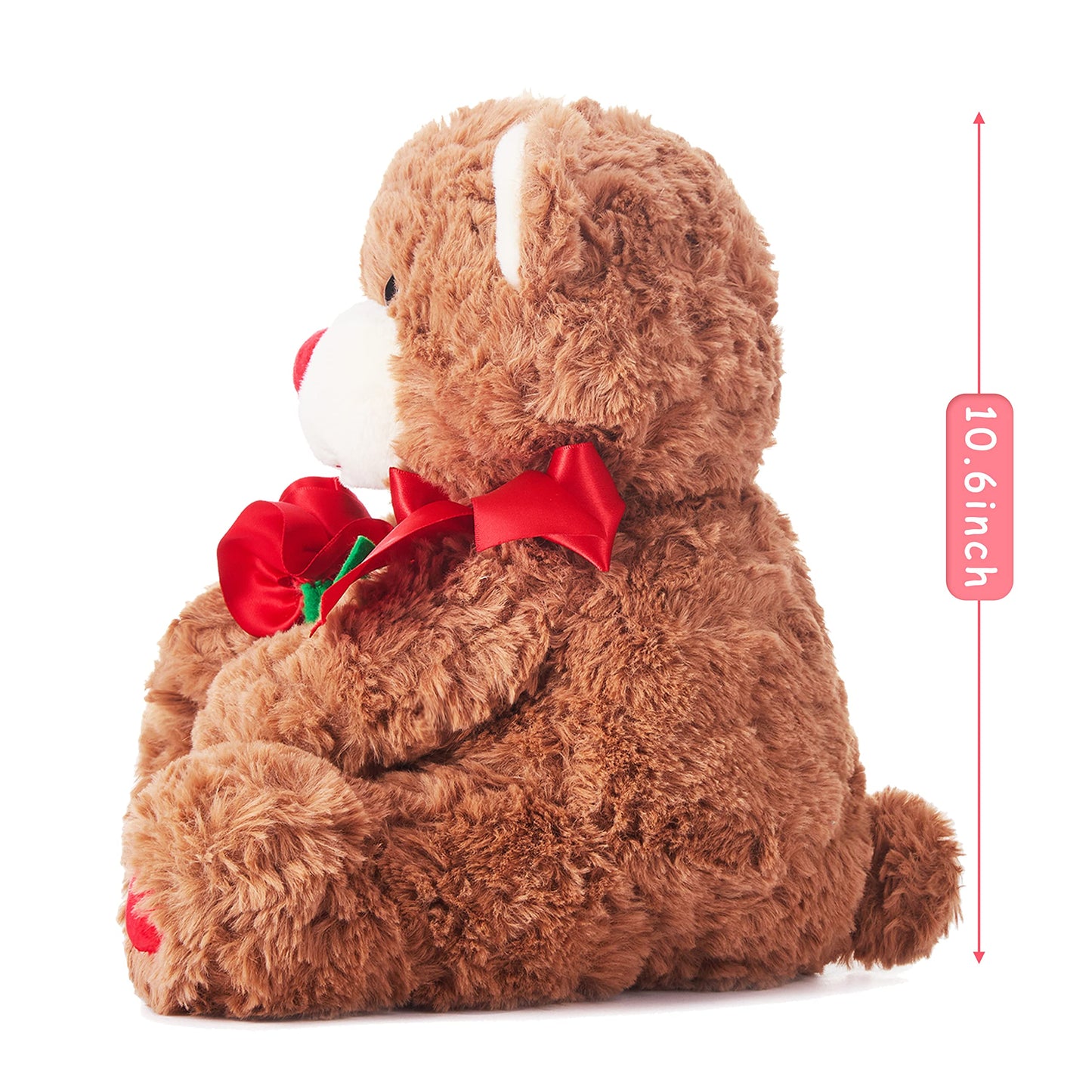 IKASA Bear Stuffed Animal Love Plush Toy with Bow for Valentine,Cute 10.6" Soft Plushie Small Toy,Gifts for Girlfriend (Bear)